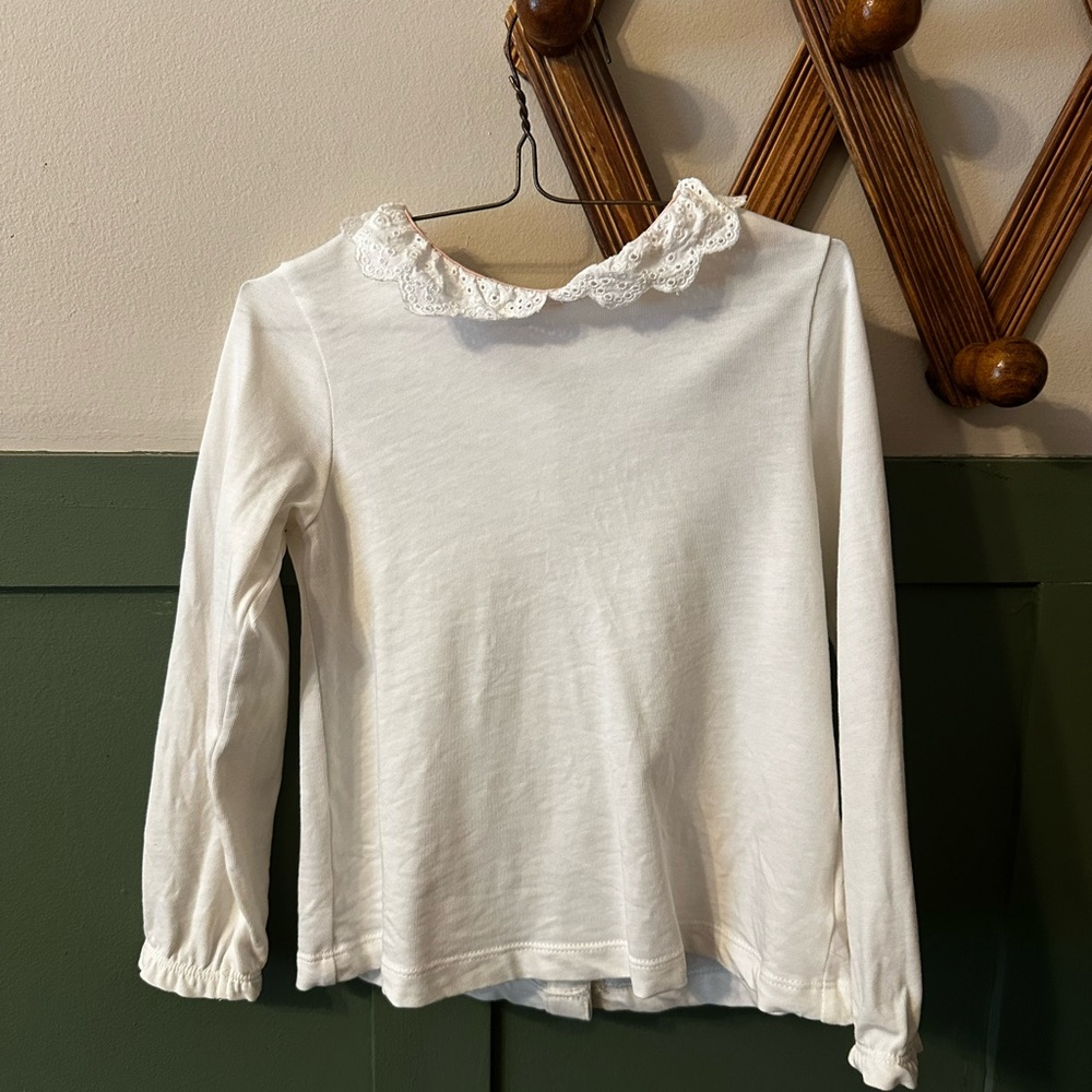 Boden White Lace Collar Kids Shirt